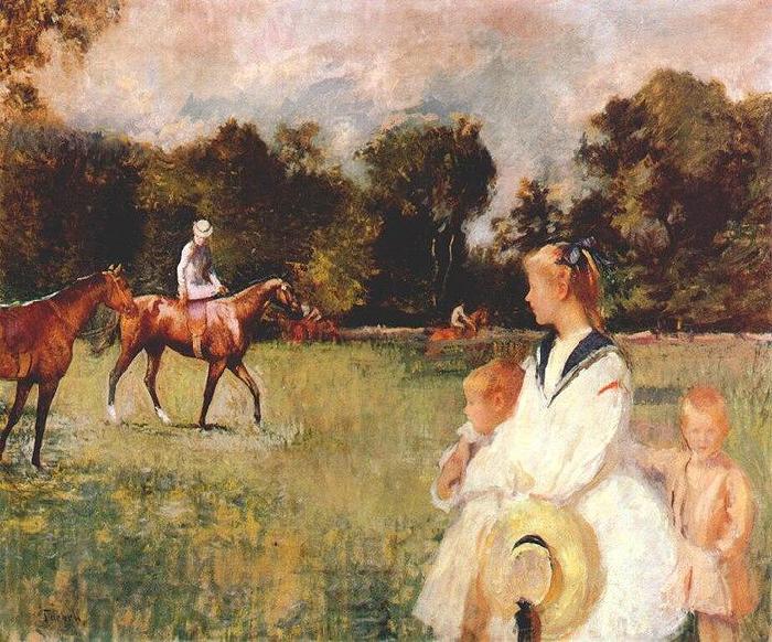 Edmund Charles Tarbell Schooling the Horses, oil painting image